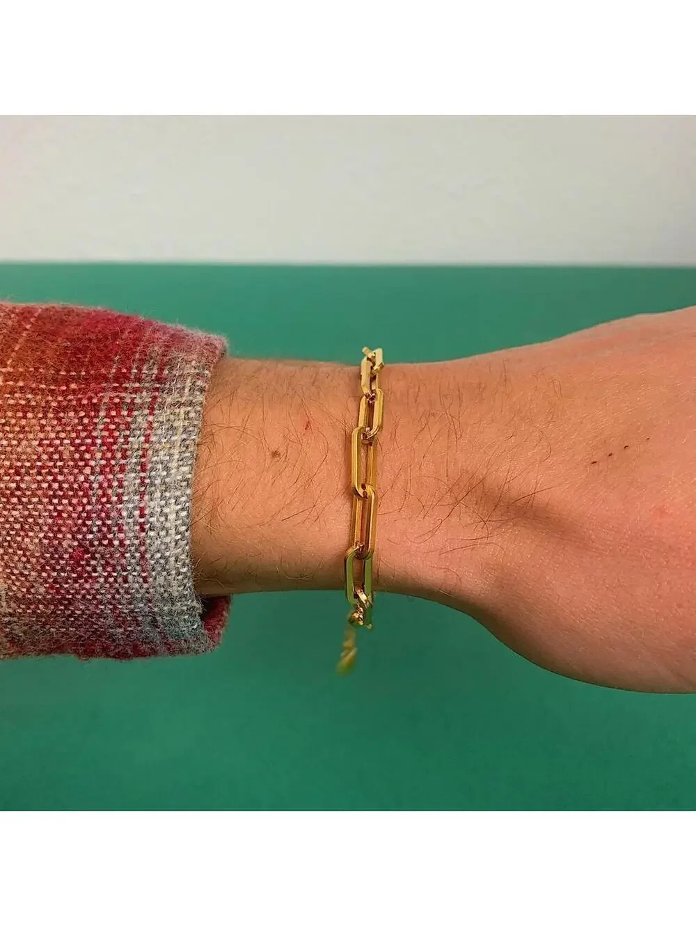 Y2k Cyber Vintage style Paper Clip Stainless Steel Gold Bracelet. High quality